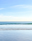 Artwork depicting an abstract serene beach scene with the blue ocean and sky, taken at Nantasket beach in Hull