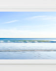 An abstract and serene ocean scape with blue and white hues taken at Nantasket beach in Hull