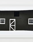 a framed artwork of a close up of a charcoal colored barn take in Woodstock Vermont