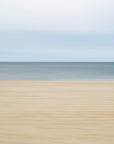 Abstract beach landscape with horizontal stripes of blue, beige and yellow