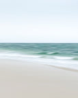 A serene coastal landscape of Cisco Beach in Nantucket featuring abstract green waters and white sand beach