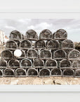 framed art of lobster pots in St Andrews, Scotland
