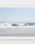 waves crashing onto sandy beach - coastal wall art