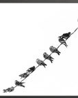 many birds on a wire