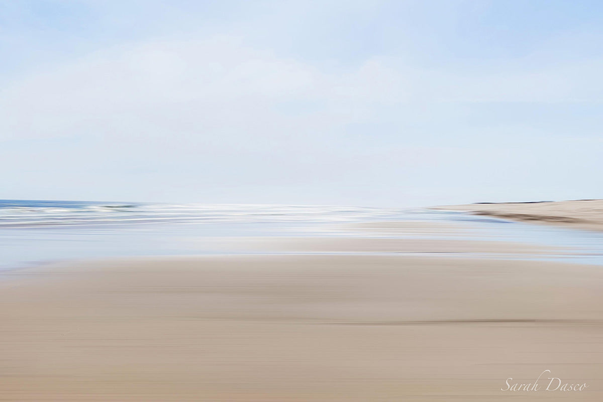 Abstract seascape with soft blurred water and sky, captured at Cisco beach in Nantucket