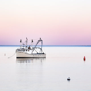 fishing boat at sunset, wychmere harbor, cape cod by Sarah Dasco