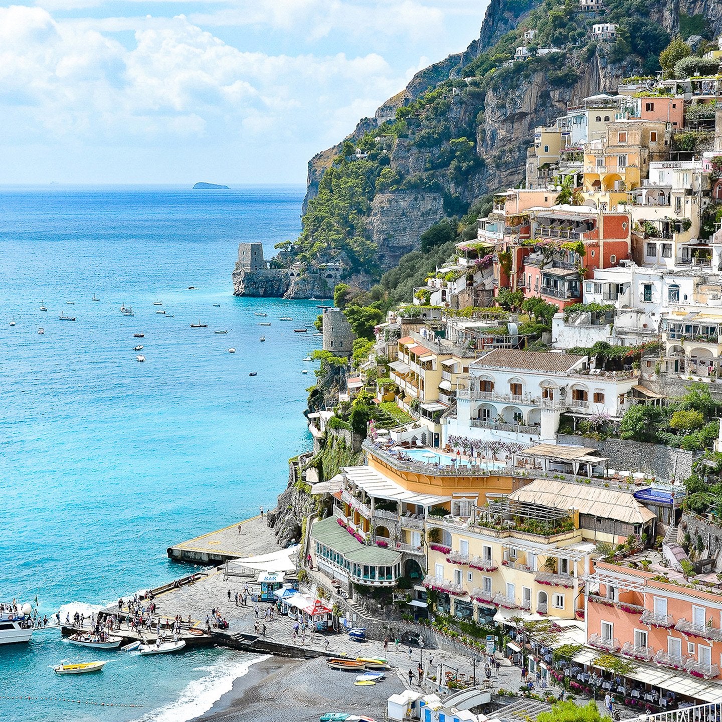 positano Italy, coastal seaside photograph